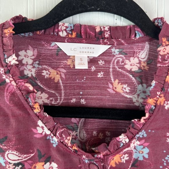 LC Lauren Conrad Blouse Floral print Button Down Size small - Picture 3 of 4
